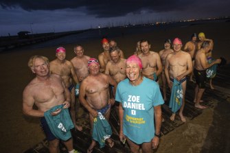 Keith Badger (centre) and some Brighton Icebergers supporting Goldstein Independent candidate Zoe Daniel. 