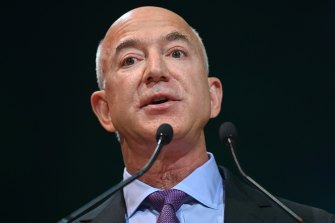 Amazon CEO Jeff Bezos speaks at an event at the COP26 climate summit in Glasgow.