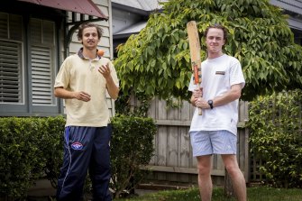 Tom McAllister (right) is quarantining with his COVID-19-positive friend, Oliver Landos. He missed Christmas, the Boxing Day Test and two music festivals after testing positive last week.