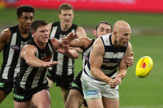 Gary Ablett in action against the Magpies on Thursday night.