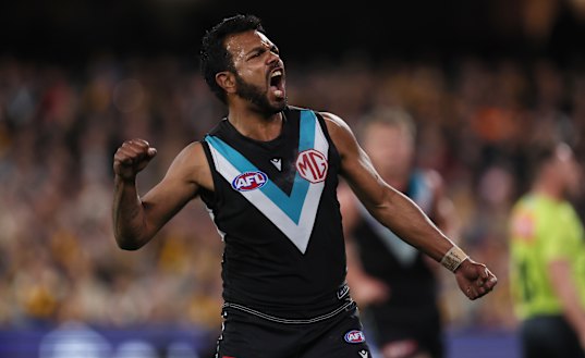 Willie Rioli has become a key member of Port Adelaide’s forward line.