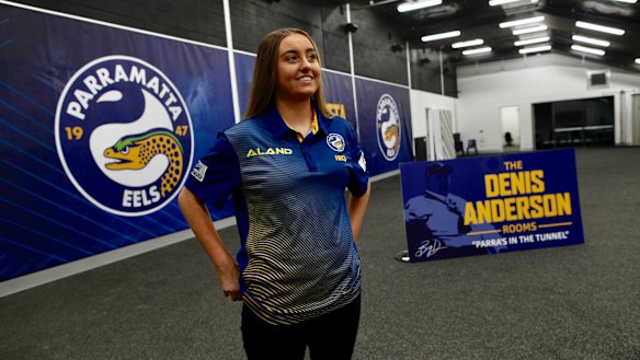 Honoured: Shae Reynolds, granddaughter of Denis Anderson, who has had the dressing-room at the new stadium named after him.