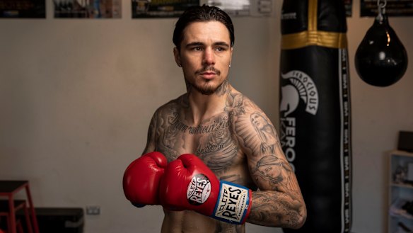 George Kambosos in his gym in Sylvania, Sydney. He will soon fight for the undisputed lightweight championship of the world.