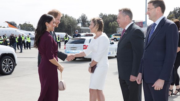Prince Harry and Meghan with Alicia Roberts, Anthony Roberts and Julian Lesser.