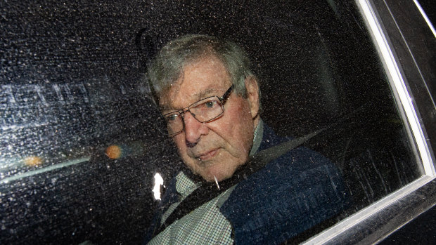 Cardinal George Pell arriving at the Seminary of the Good Shepherd in Sydney on Wednesday.