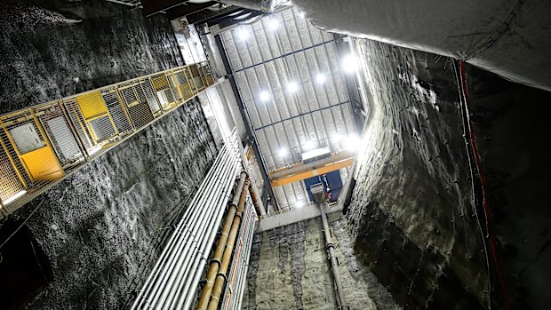 A 30-metre shaft to the site of the tunnel boring machine at Barangaroo.