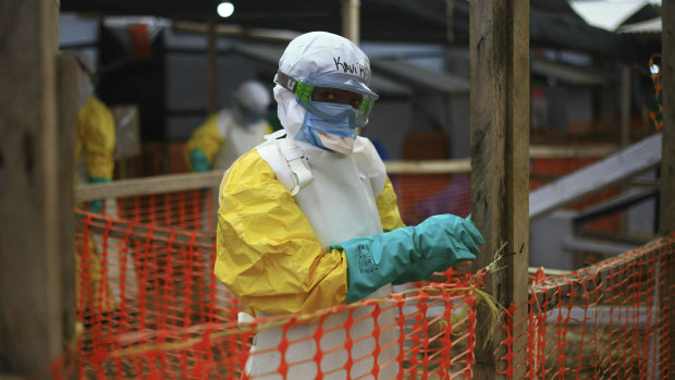 An Ebola health worker at a treatment centre in Beni, Democratic Republic of the Congo.