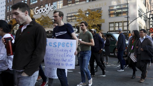 Thousands of staff from Google's New York office took part in the walkout.
