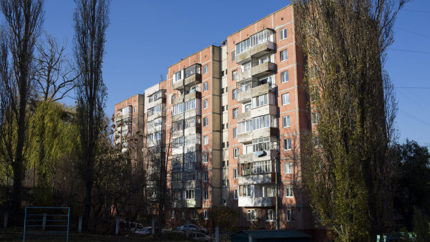 The building in Rivne, Ukraine, where Ivan Mamchur was shot dead.