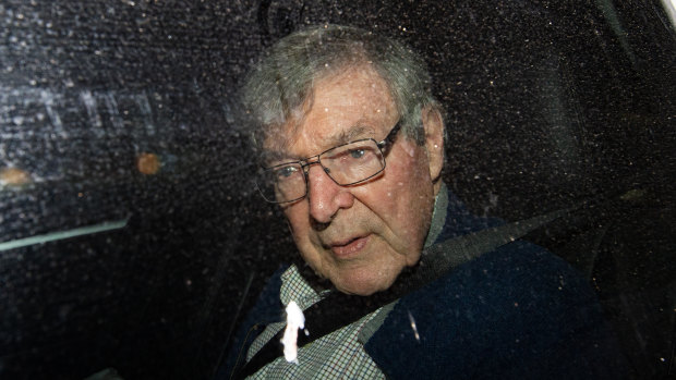 Cardinal George Pell arrives at the Seminary of the Good Shepherd in Homebush.