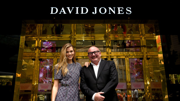 David Jones Ambassador Victoria Lee and Ian Moir at the new-look Elizabeth Street store in Sydney. Moir loses the top job at Woolworths, but will remain acting CEO at David Jones.