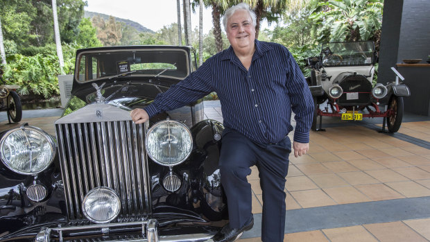 Clive Palmer at the Palmer Coolum Resort with a car from his vast collection.