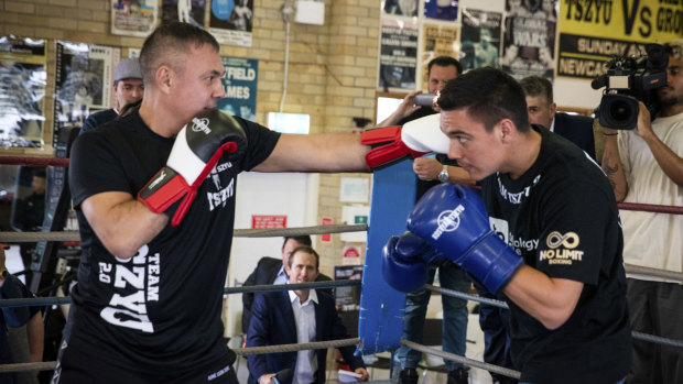 Tim Tszyu (right) has beaten many of his father's gym records.