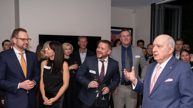 Broadcaster Alan Jones gave a pep talk to new Liberal MPs at a function hosted by lobbyist Michael Kauter.