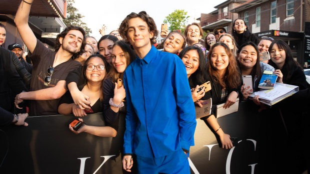 The King premiere: Timothee Chalamet greets crowds outside The Ritz cinema.