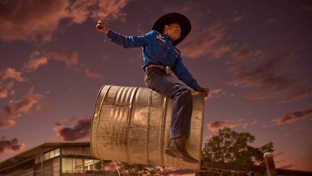 Tately Spain learnt to ride on a steel drum suspended by ropes and shaken by his mates. 