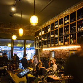 Inside the cosy wine bar.