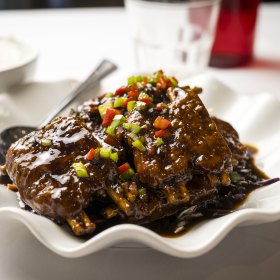“Pork ribs” made from mushroom stalks.