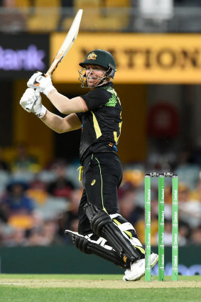 David Warner at the Gabba on Friday.