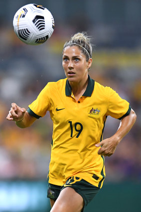 Katrina Gorry in action for the Matildas against the Football Ferns in Townsville last week.