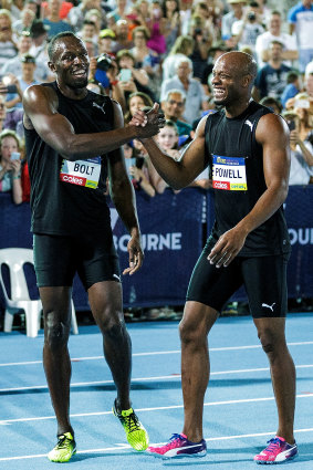 Usain Bolt and Asafa Powell at Nitro last November.