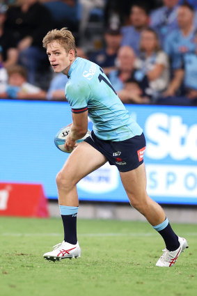 Max Jorgensen scored two tries in his super rugby debut.