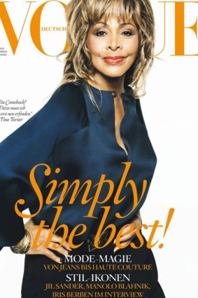 Tina Turner on the cover of Vogue’s German edition in April 2013. The singer was 73-years-old, making her the oldest Vogue cover model at the time.