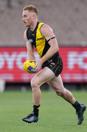 Nick Vlastuin in action during Richmond's first-round match before the postponement.