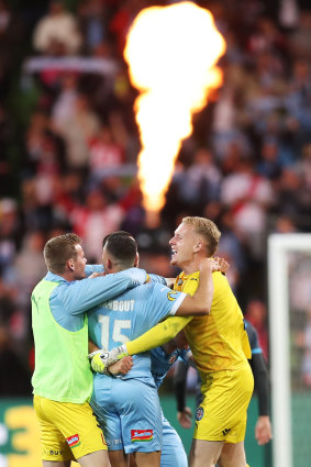 On fire ... Melbourne City kick off their celebrations.