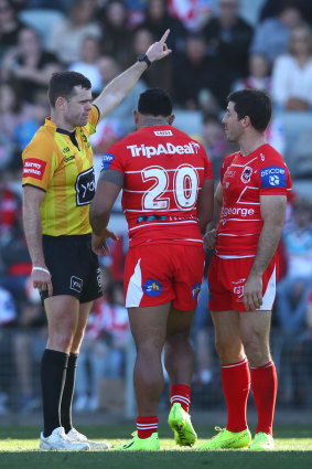 Francis Molo gets his marching orders in Wollongong.