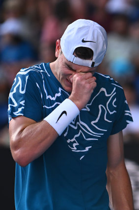 Jack Draper shows his frustration in his clash with Rafael Nadal.