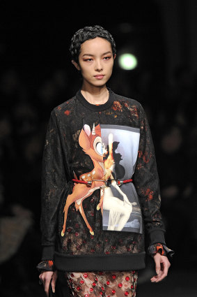  A model walks the runway at the Givenchy Autumn Winter 2013 fashion show during Paris Fashion Week.