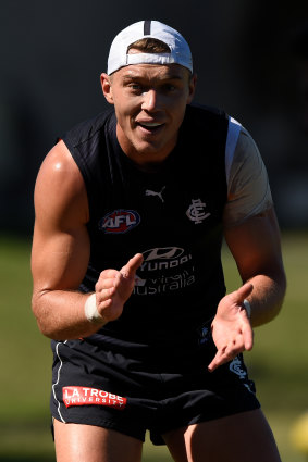 Blues skipper Patrick Cripps at training on Wednesday.