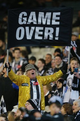 Jeff Corfe built a public persona as the head of Collingwood’s AFL cheer squad. 