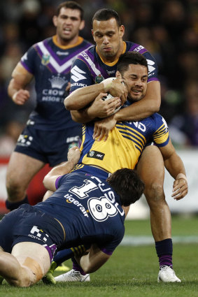 Will Chambers' tackle on Jarryd Hayne.