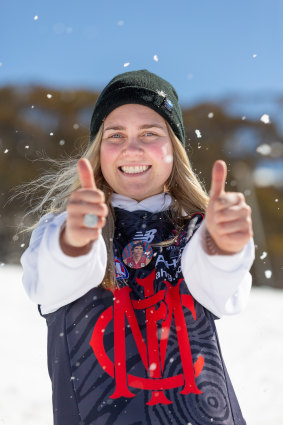 Melbourne fan Arabella Houghton is working at Mt Buller this weekend but will head back to town if her boys make the grand final. 