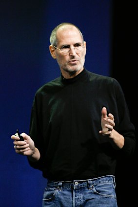 Apple founder and CEO Steve Jobs wearing his signature style black mock turtleneck in 2010.