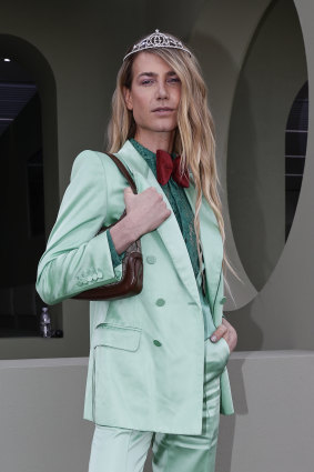 Model Christian Wilkins, son of Nine presenter Richard Wilkins, on Melbourne Cup Day in Gucci.