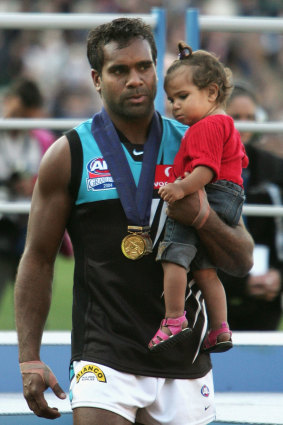 Kysaiah Pickett’s uncle Byron, pictured, won the Norm Smith Medal in 2004.