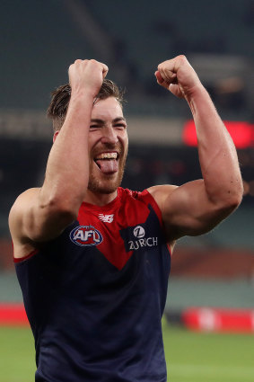 Viney celebrates Melbourne’s qualifying final win.