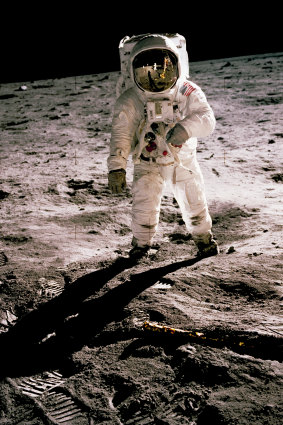 Buzz Aldrin walks on the moon in 1969. Lovering was involved in studying moon rocks gathered from the historic landing.