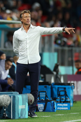 Herve Renard during France’s 4-0 round of 16 rout of Morocco in Adelaide.