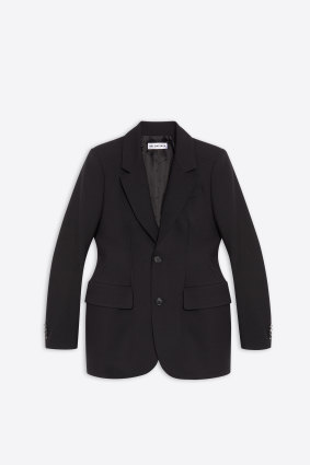 The Balenciaga “Hourglass” jacket is named after its signature shape and is a classic staple.