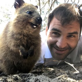 Federer got close to local wildlife while in Perth last - famously snapping this selfie with a quokka.