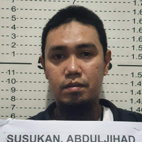 Abu Sayyaf commander Anduljihad Susukan at the Davao City Police Station in Davao province, southern Philippines on Thursday.