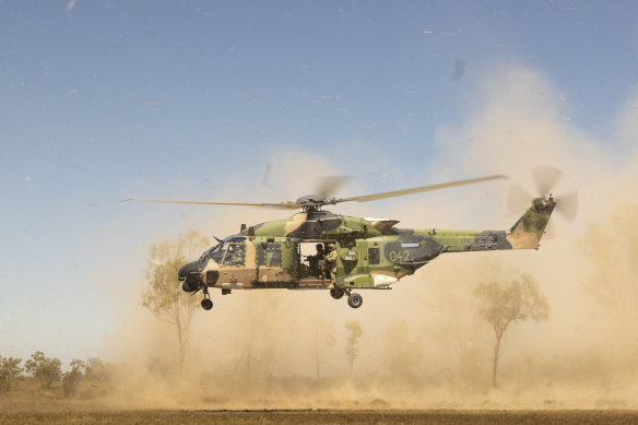 An Australian Army MRH-90 Taipan in Queensland, before the fleet was grounded in September. 