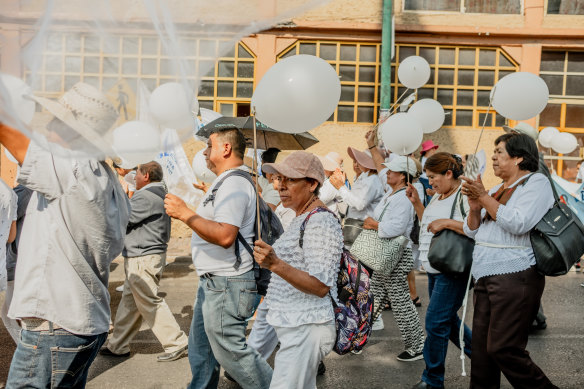 People participate in a pilgrimage to pray for peace in response to rising violence in Cuernavaca, Mexico.
