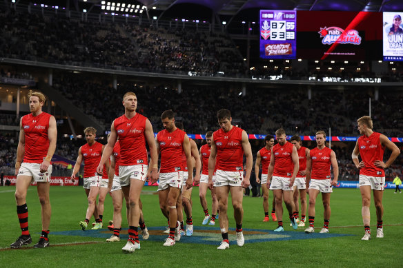 Essendon walk off the ground.