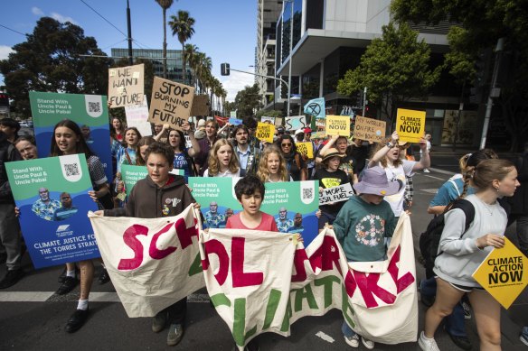 Students were joined by family, teachers and campaigners, with a greater turnout than organisers expected.