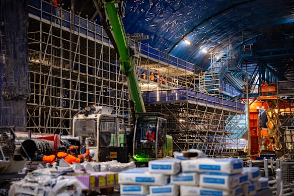 The giant cavern beneath Hunter Street will become the busiest metro station in Sydney when it opens in 2032.